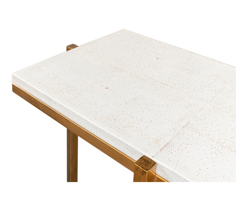 Osprey White Shagreen Console Table with Metal Frame