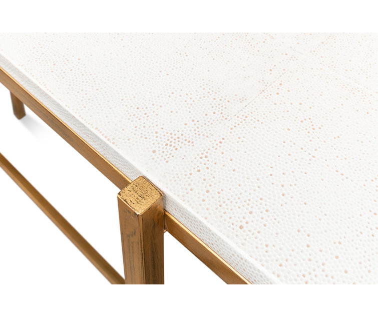 Osprey White Shagreen Console Table with Metal Frame