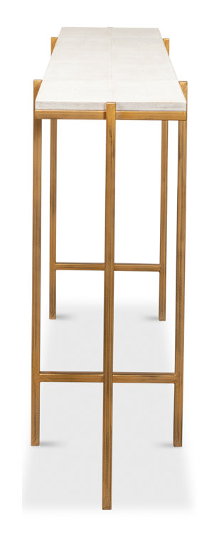 Osprey White Shagreen Console Table with Metal Frame