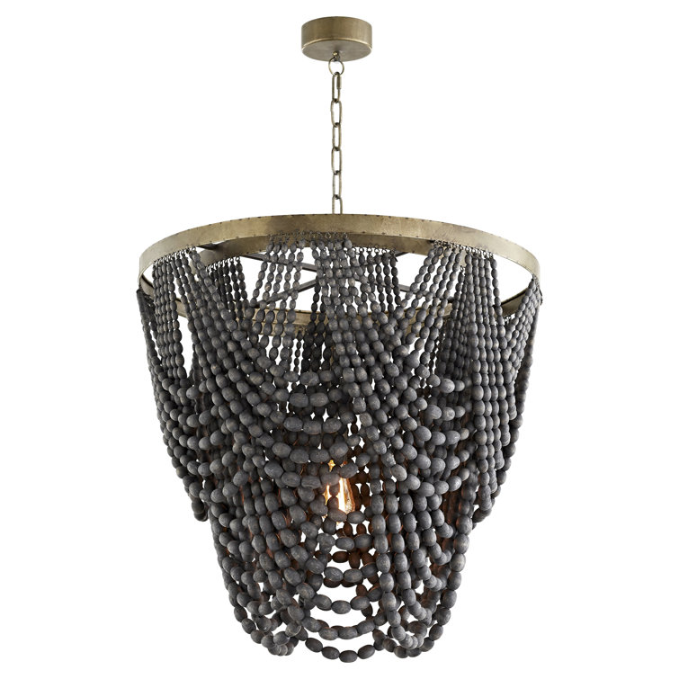 25'' Black Beaded Iron Pendant Light
