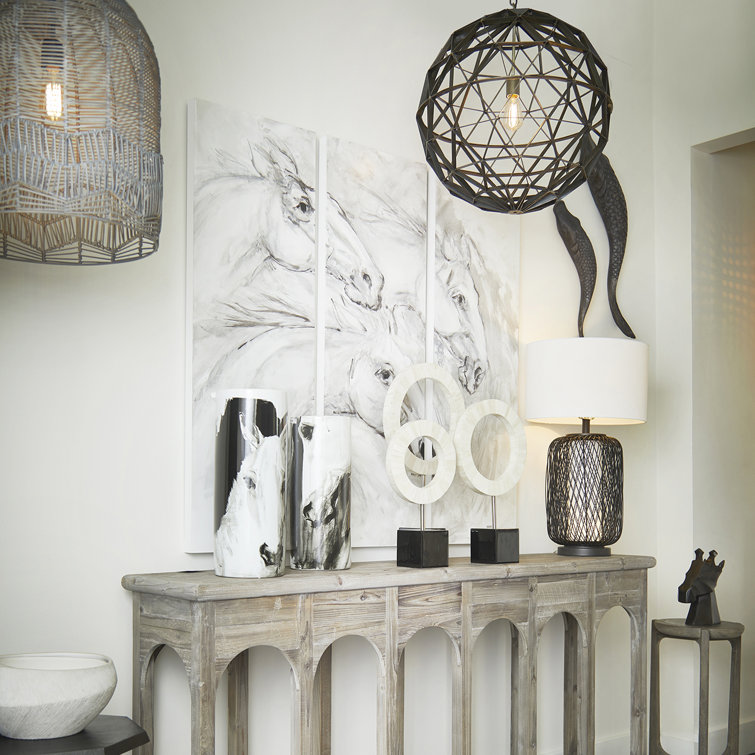 Nexus Pewter 2-Light Table Lamp with Linen Shade and Bamboo Frame
