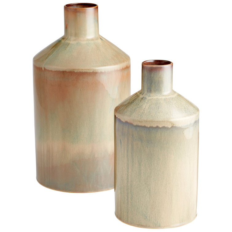 Olive Glaze Ceramic Table Vase with Gradient Finish
