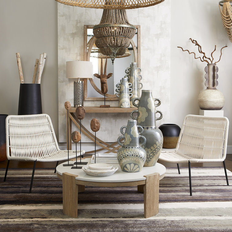 Althea White Cotton Rope and Iron Accent Chair