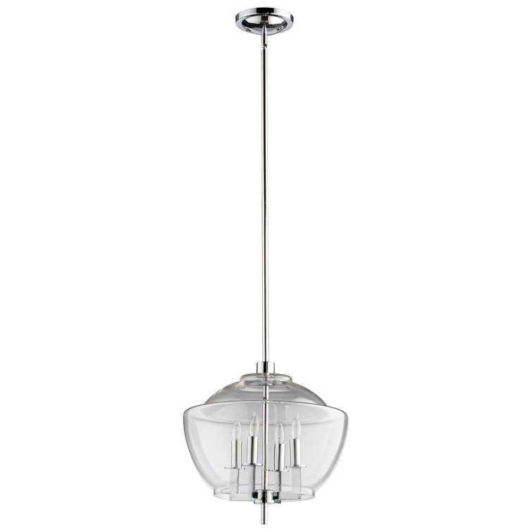 Empoli Elegance 16" Chrome & Clear Glass Pendant Light