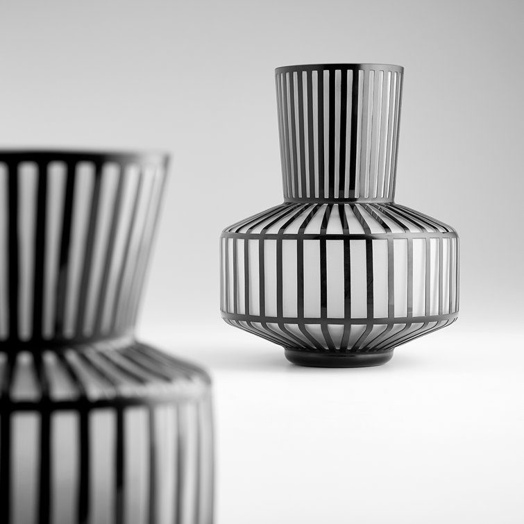 Modern Black Glass Tulip Silhouette Table Vase 11.75''