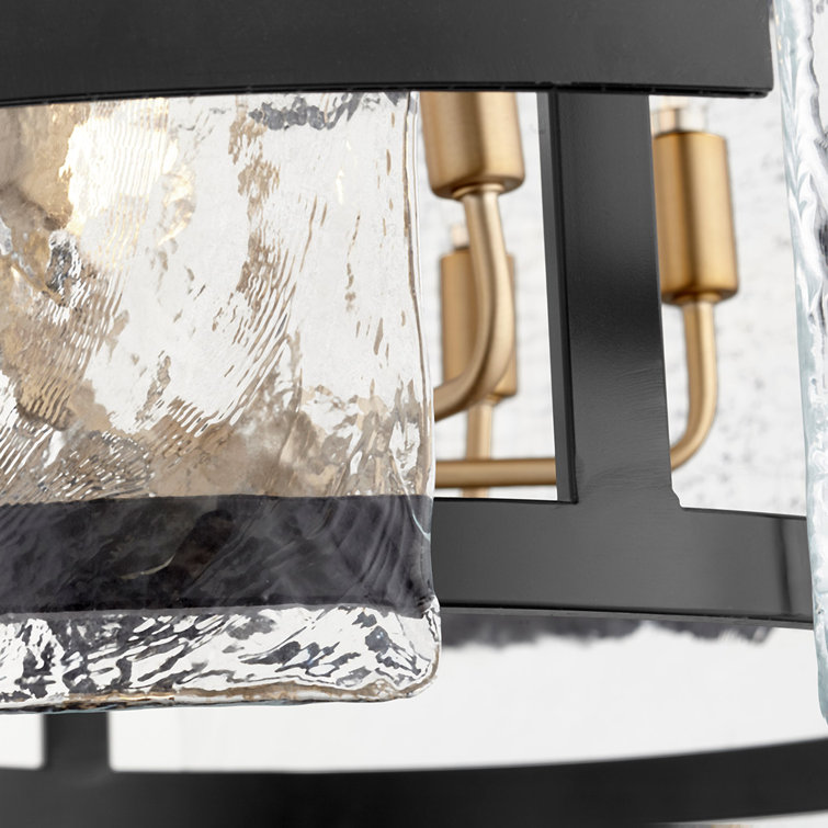 Mini Noir Drum Chandelier with Aged Brass Accents