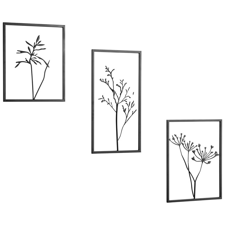 Graphite Iron Branch Silhouette Wall Decor, 16 x 20 Inches