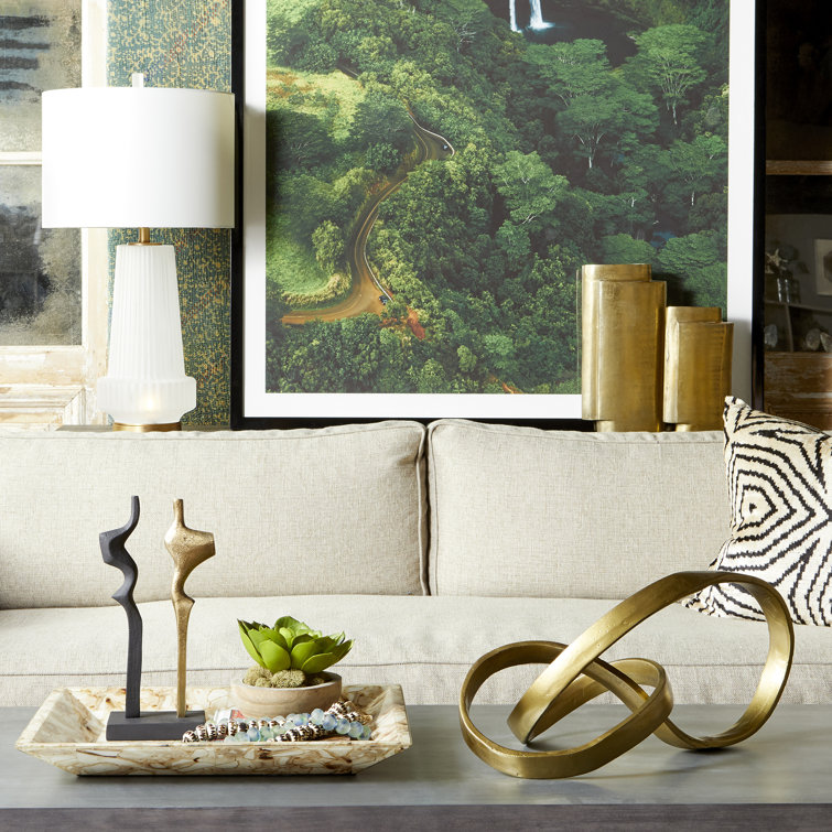Antique Brass and Matte Black Metal Abstract Sculpture