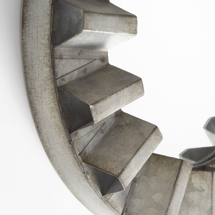 Galvanized Gray 11.75" Contemporary Round Wood Wall Mirror