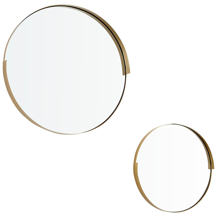 Contemporary Gold Round Wood Wall Mirror 17"