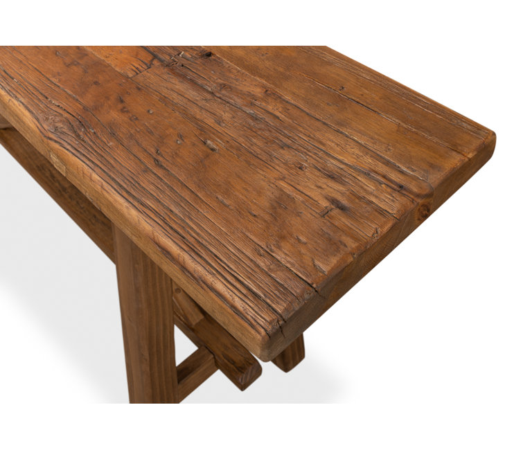 Transitional Berlin 93'' Brown Wood Metal Glass Console Table with Storage