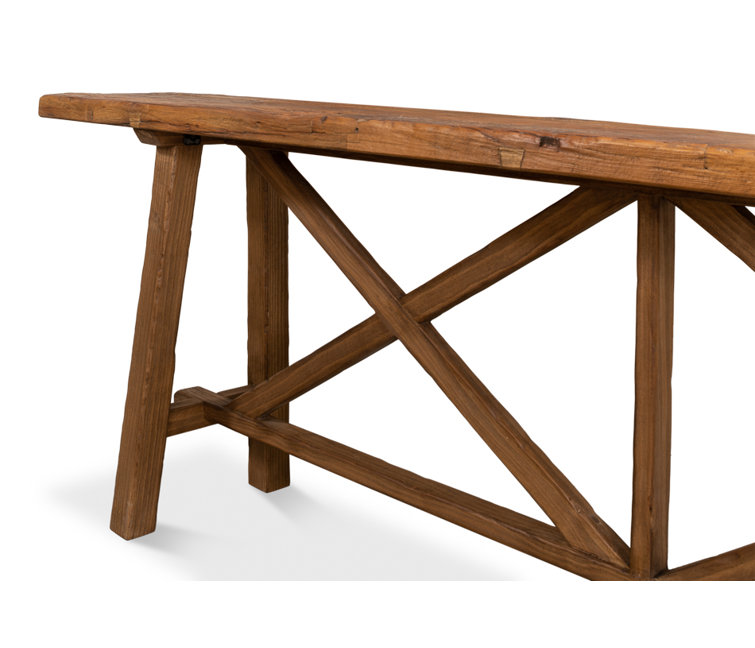 Transitional Berlin 93'' Brown Wood Metal Glass Console Table with Storage