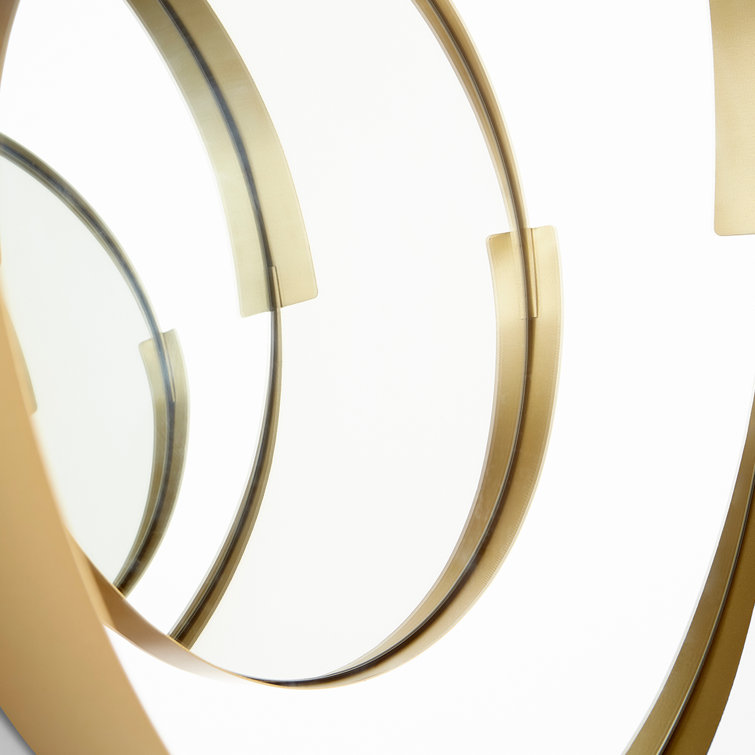 Contemporary Gold Round Wood Wall Mirror 17"