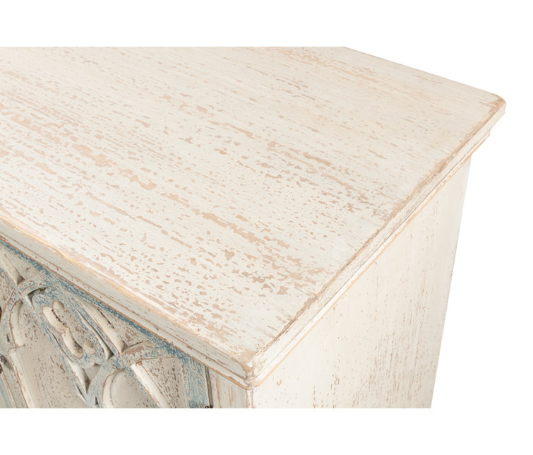 78'' White Traditional Wood Sideboard with Gothic Details