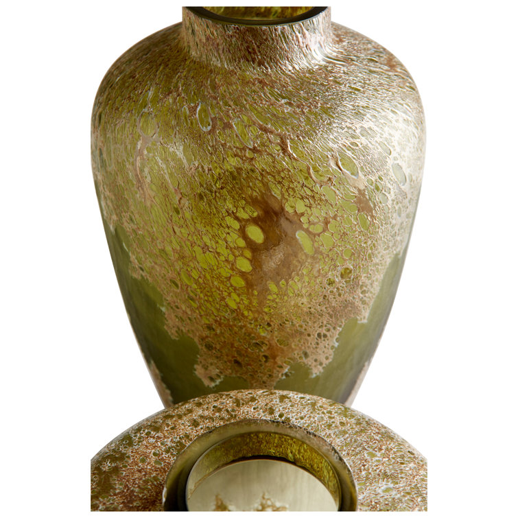 Green Handblown Glass Decorative Table Vase
