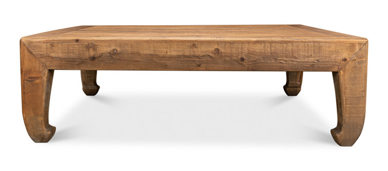 Transitional Chinese-Inspired Square Coffee Table in Reclaimed Pine