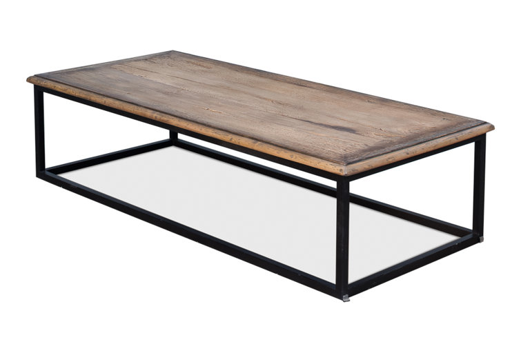 Traditional Elmwood 72'' Coffee Table with Metal Frame and Storage