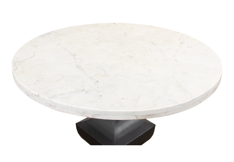 Haviland 40" Transitional Black Marble Round Dining Table