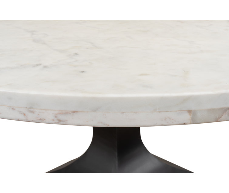 Haviland 40" Transitional Black Marble Round Dining Table