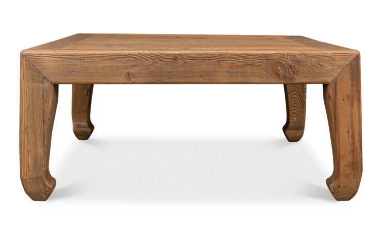 Transitional Reclaimed Pine Square Coffee Table in Warm Brown