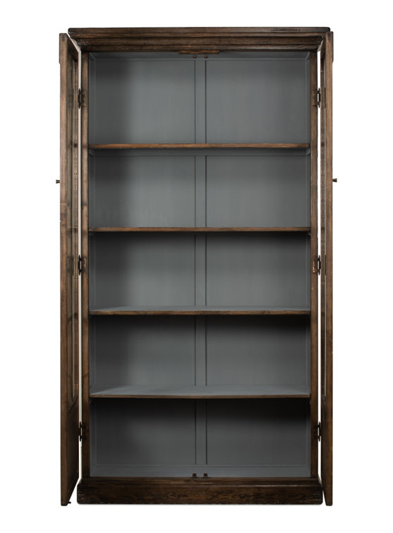 Refined Arches 50'' Traditional Brown Wood Bookcase with Doors