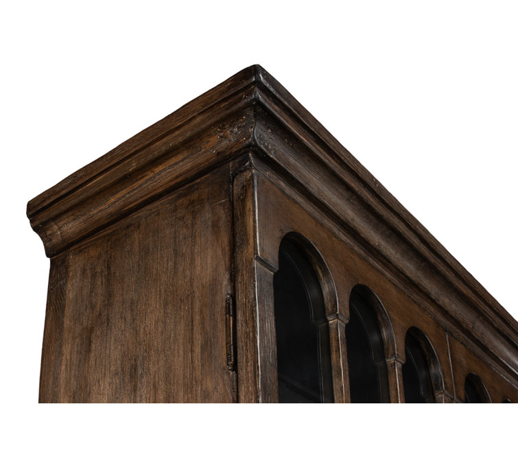 Refined Arches 50'' Traditional Brown Wood Bookcase with Doors