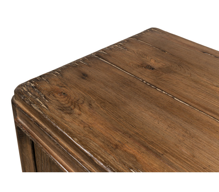Deco 87'' Brown Solid Wood Sideboard with Mirrored Details