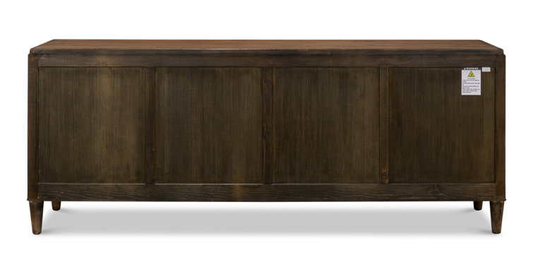 Deco 87'' Brown Solid Wood Sideboard with Mirrored Details