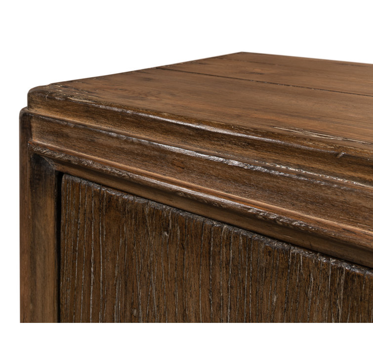 Deco 87'' Brown Solid Wood Sideboard with Mirrored Details