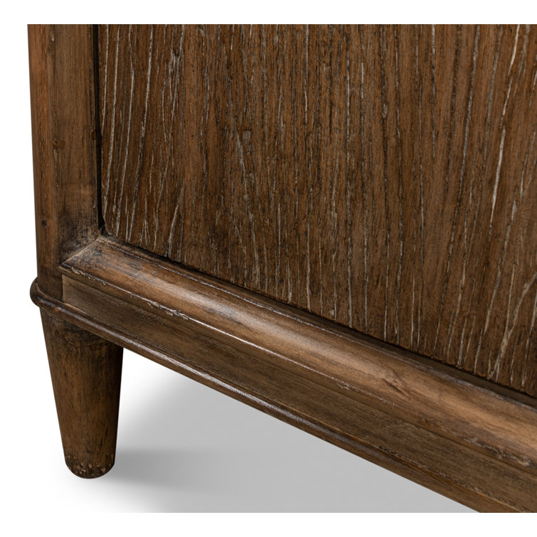 Deco 87'' Brown Solid Wood Sideboard with Mirrored Details