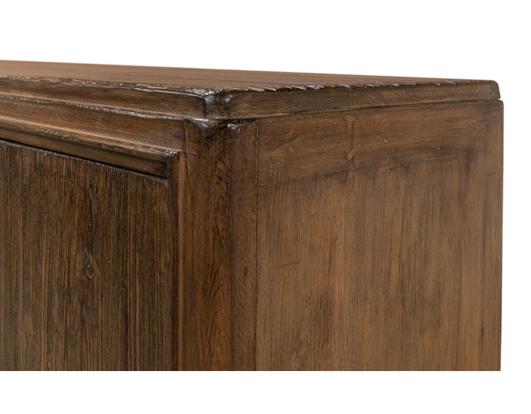 Deco 87'' Brown Solid Wood Sideboard with Mirrored Details