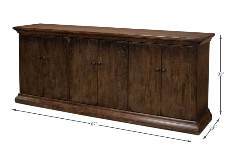 Rustic Charms 87'' Brown Elm Wood Sideboard Cabinet