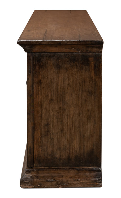 Rustic Charms 87'' Brown Elm Wood Sideboard Cabinet