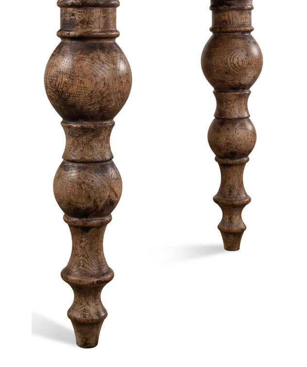 Rustic Oak Solid Wood Dining Table with Turned Legs