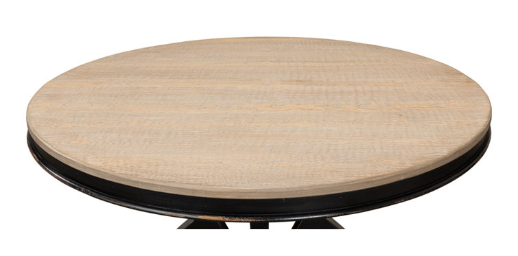 Bleached Pine and Black Round Farmhouse Pedestal Dining Table
