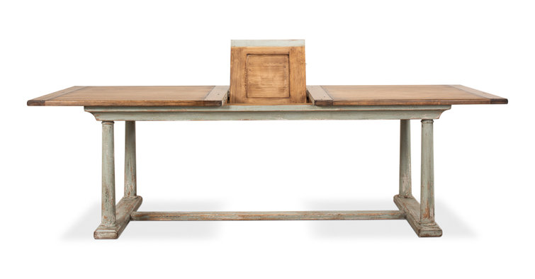 Amelia Extendable Pine Wood Dining Table with Sage Base