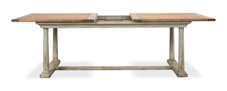 Amelia Extendable Pine Wood Dining Table with Sage Base