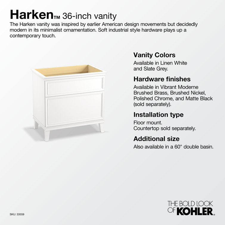 Slate Grey 36" Mid Century Modern Bathroom Vanity