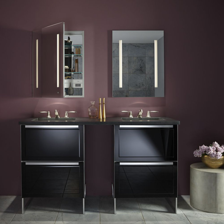 Modern Rectangular Surface Mount Medicine Cabinet with Bluetooth