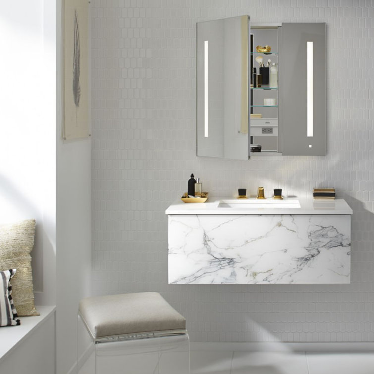 Modern 40'' Frameless Rectangular Medicine Cabinet with LED and Bluetooth