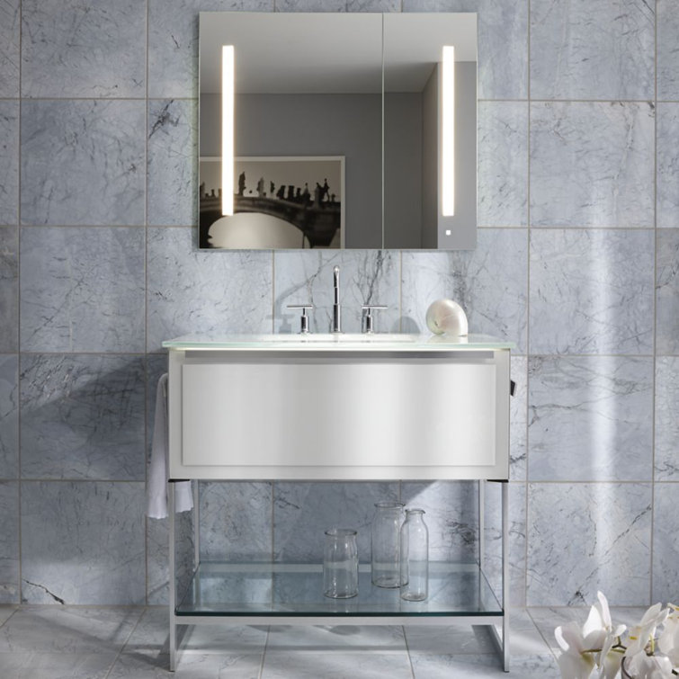 Modern 40'' Frameless Rectangular Medicine Cabinet with LED and Bluetooth