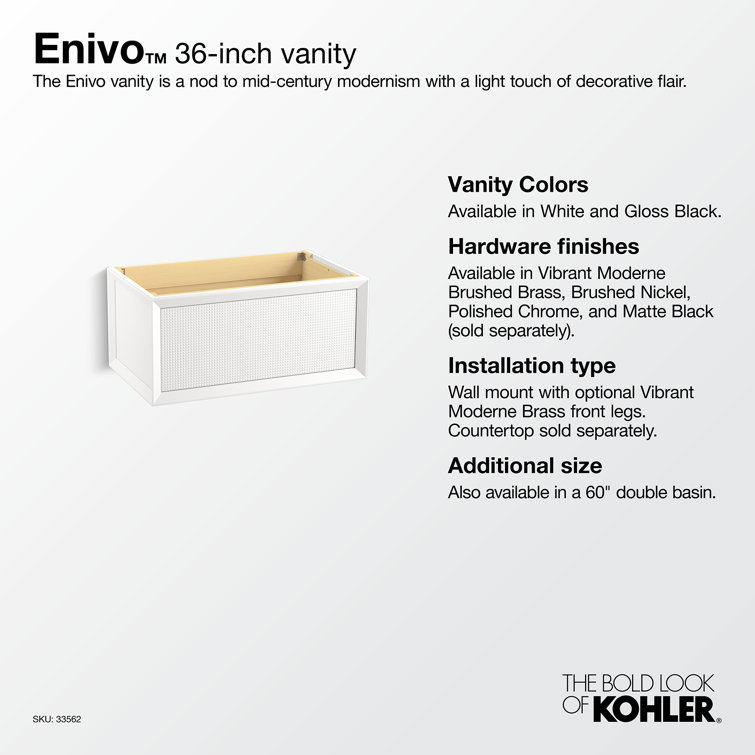Enivo 37" White Solid Wood Floating Bathroom Vanity