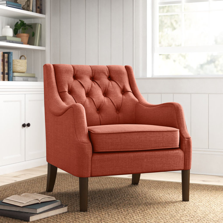 Elle Spice Tufted High-Curved Accent Chair with Dark Coffee Legs