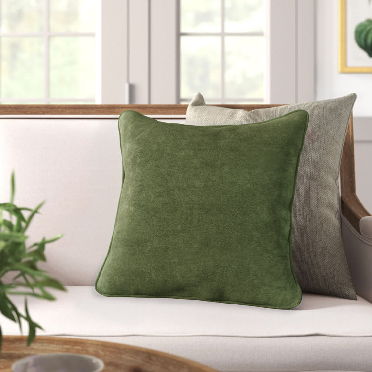 Medium Green Cotton Euro Square Throw Pillow
