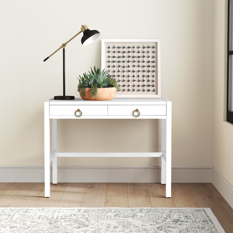 Elin Contemporary White Wood Writing Desk with Drawers