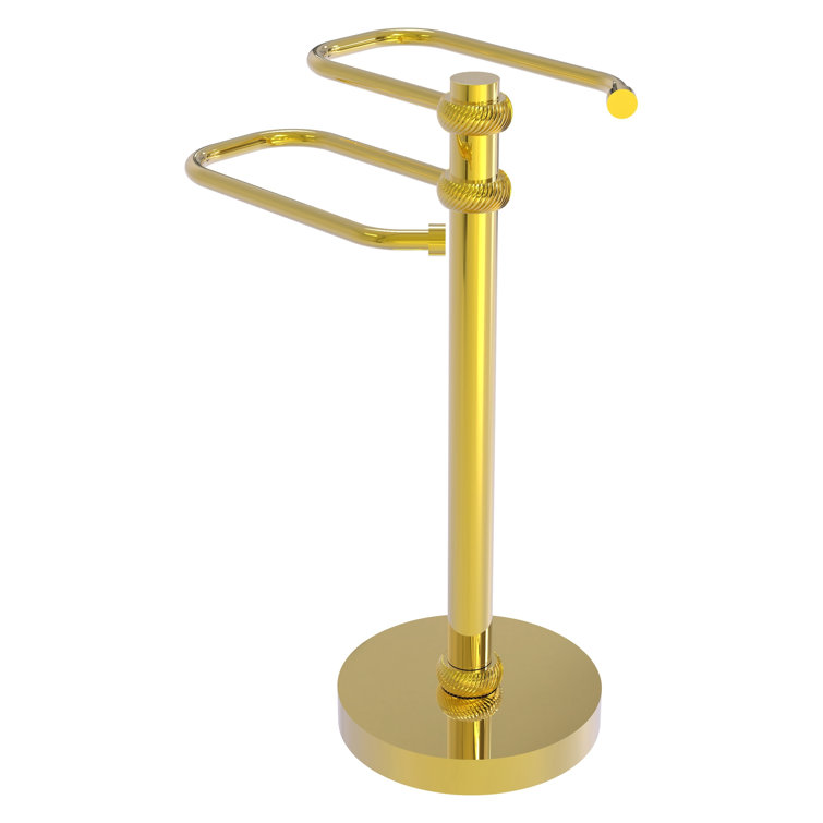Polished Brass Freestanding Two-Arm Towel Stand