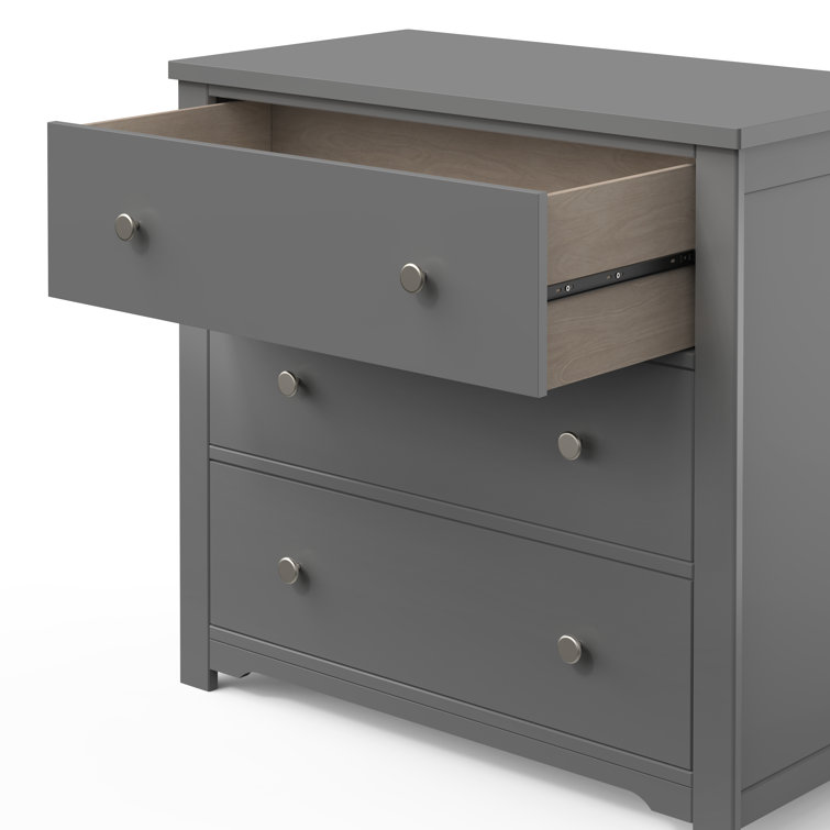 Cool Gray Pine Wood 3-Drawer Dresser with Changing Table Topper