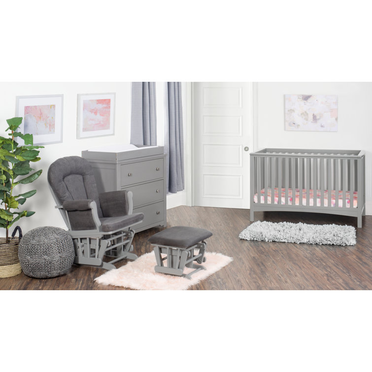 Cool Gray Pine Wood 3-Drawer Dresser with Changing Table Topper
