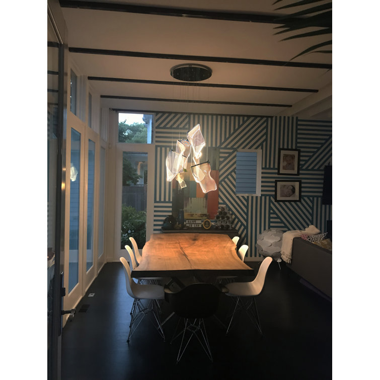 Polished Chrome LED Multi-Light Pendant with Patterned Acrylic