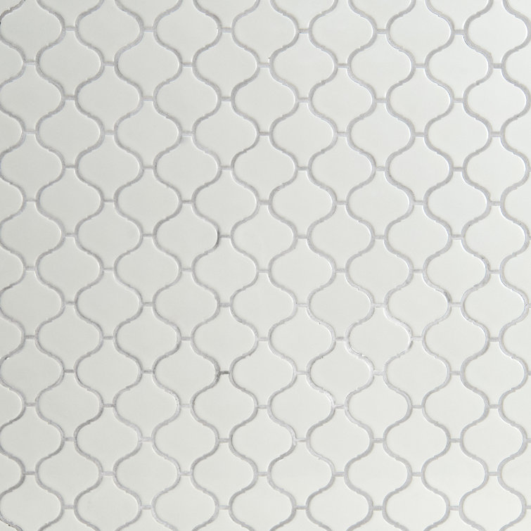 Bianco White Ceramic Arabesque Mosaic Wall Tile